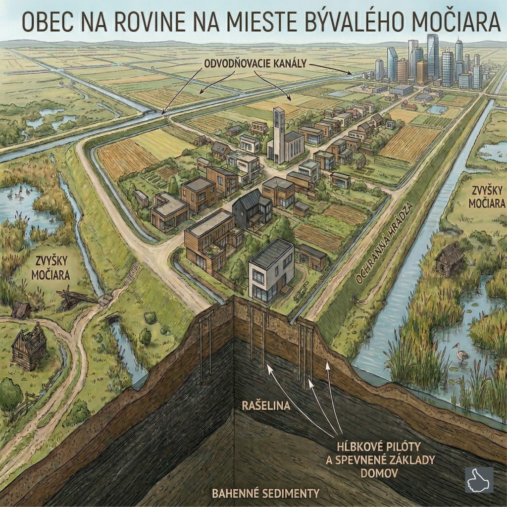 geopatogénne zóny obec nad bývalými močiarmi